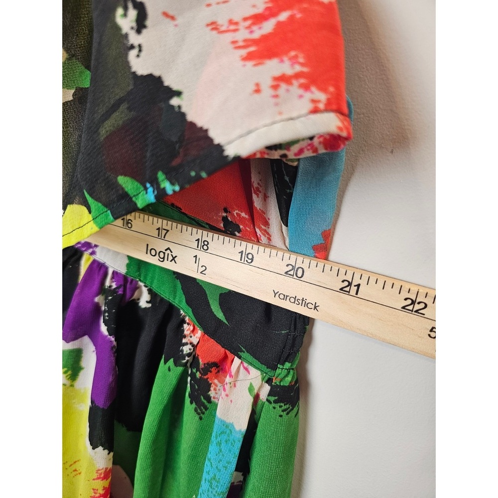Ashley Stewart Multi Color Abstract High Low Maxi Dress Cold Shoulder Plus 26/28 - Picture 9 of 11
